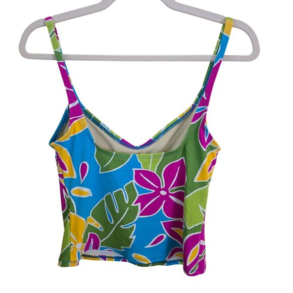 La Blanca Tropi-Flage 3 Piece Tankini Set Top High Waist Bottom Skirt Size 10/M - Picture 3 of 13